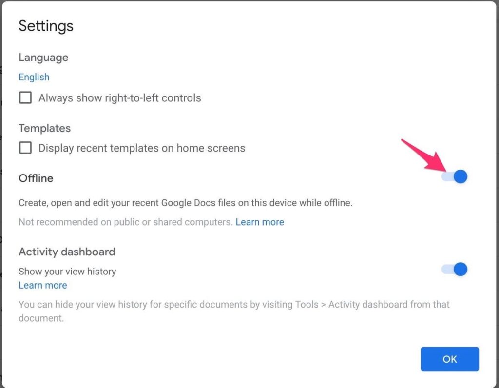 How to access Offline Editing and Syncing feature from Google Docs