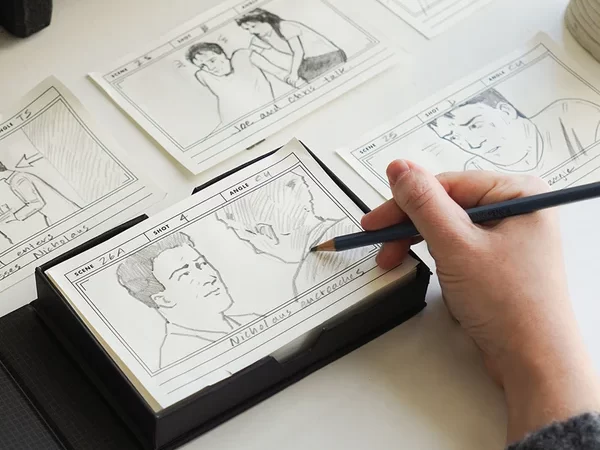 image of storyboard version of post it notes with drawings of different scenes