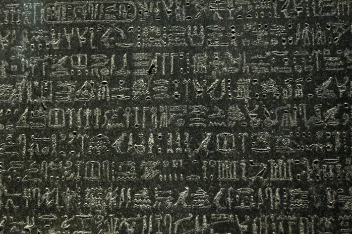 Hieroglyphic text that is inscripted on the Rosetta stone.