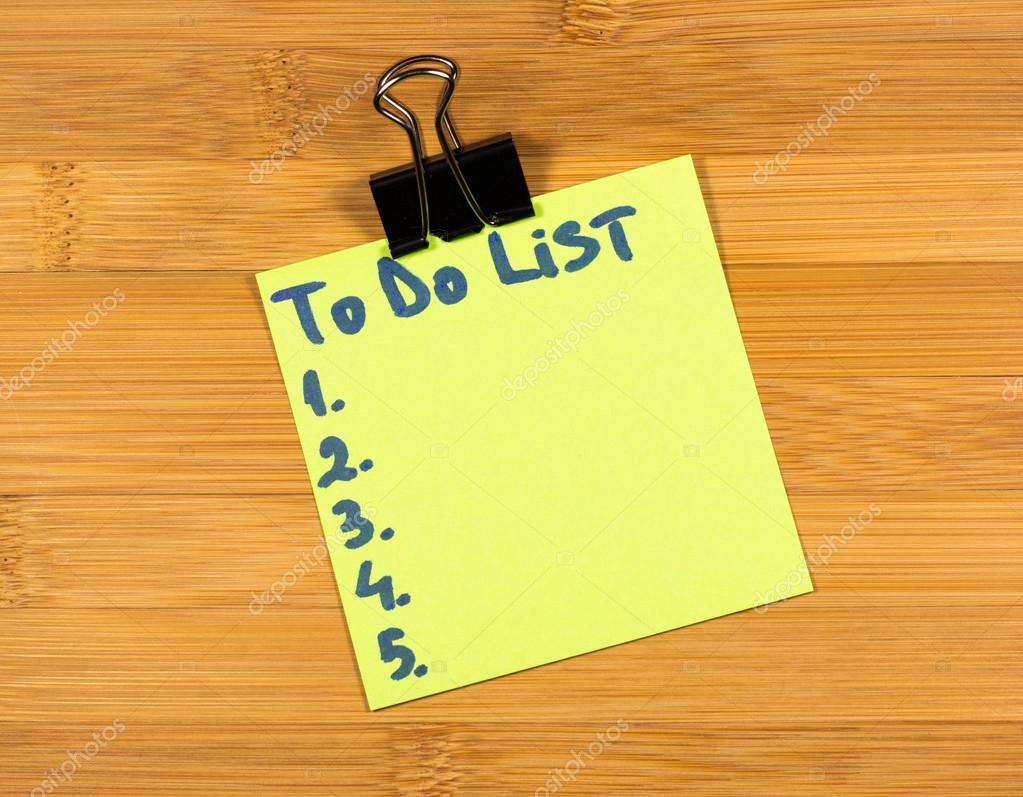 Image of post it note with to-do lisy
text: To do list
1
2
3
4
5